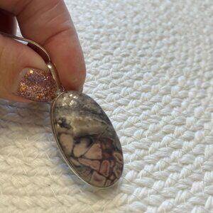 Gorgeous PORCELAIN JASPER Handmade Sterling 925 Pendant/Chain #130E